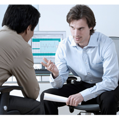 two men talking